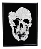 Wandbild Bild Totenkopf Skull Glasbild Wohnzimmer Deko Schwarz mit Glitzer 50x40cm