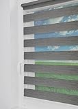 Tom'Shop® Doppelrollo [Holzlook Grau, 40cm x 220cm] Duo Rollos für Fenster Klemmfix ohne Bohren mit Klämmträger Fensterrollo
