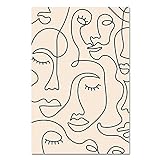 Single Line Face Gemäldedruck Minimalist Poster Prints Woman Face One Line Drawing Neutral Wall Gemälde Wohnzimmer Leinwand Bild Home Room Wall Decor Rahmenlos-40×50cm