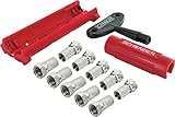 SCHWAIGER 5194 Koaxial-Kabel Montage Werkzeug Set Abisolierer Kabel Stecker Aufdrehhilfe 10x F-Stecker 4x Gmmitüllen Installation SAT-Anlag