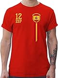 Fussball WM 2022 Fanartikel - 12. Mann Spanien Fan-Shirt EM - L - Rot - Spanien Trikot Kinder - L190 - Tshirt Herren und Männer T-Shirts