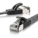 SEBSON Ethernet LAN Kabel 5m - CAT 7 Netzwerkkabel 10 Gbit/s, S-FTP Patchkabel RJ45 Baumwollmantel flach - Router, PC, TV, NAS, Spielekonsolen