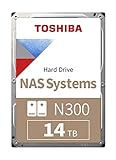 Toshiba N300 14 TB NAS 3.5’’ SATA Interne Festplatte. 24/7-Betrieb, optimal für NAS mit 1 8 Einschüben, 512 MB Datenpuffer, 180 TB/Jahr Workload-Rate, 3 Jahre Garantie N300 NAS Silber