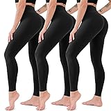 ACTINPUT Leggings Damen High Waist - Blickdicht Leggins Elastische Sportleggings Lang Yogahose Laufhose Für Gym Yoga Sport (3er Pack - Schwarz, S-M)