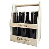 G GRAVURXXL Bierträger mit kostenloser Gravur - Flaschenträger aus Holz - Männerhandtasche Bier als Geburtstagsgeschenk