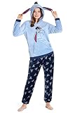 Disney Schlafanzug Damen Lang Stitch Pyjama Teenager (S, Blau Eeyore)