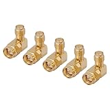 Walfront 5 Stück SMA Stecker auf Buchse 90 Grad Winkeladapter SMA Stecker und Buchse HF Koaxial Koaxialkabel Verlängerungskab