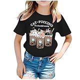 Generisch Kinder Shirt Mädchen Elegante Bekleidung Kinder-Puff-Langarm-Top Weiche Bequem Kleidung Rundhals Basic T-Shirt Puffärmeln Baggy Bluse Mädchen V-Ausschnitt Mode Sw