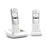 Gigaset A695A Duo – schnurloses Telefon mit Anrufbeantworter, 2 Mobilteile mit großem Display mit Hintergrundbeleuchtung für Ultra-lesbare Anzeige, Anrufblockierfunktion, Weiß