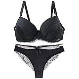 Generisch BH Set Damen Mit BüGel Und Slip, Push Up BH Set, BH Damen Mit BüGel GroßE GrößEn UnterwäSche Set Frauen BH Und Slip Lingerie Atmungsaktiv Unterhosen Tanga Dessous S