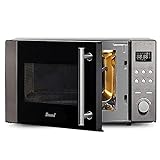 Smad 3 in 1 Mikrowelle Backofen Kombination, 20L Microwave with Grill & Oven & heißluft, 800W Kleiner Backofen Mit Mikrowelle, Microwelle Mit Pizzafunktion, Schwarz Mikrowelle aus Edelstahl