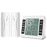 ORIA Kühlschrank Thermometer Gefrierschrank Thermometer, Kühlschrankthermometer Innen und Außen Thermometer mit 2 Sensoren, Temperatur Alarm, MIN / MAX, Temperaturtrendanzeige Pfeil