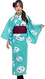 DITA Enshu Traditioneller Yukata-Bademantel für Damen aus Baumwolle (japanischer lässiger Kimono), leicht zu tragen (Yukata, Obi, Koshihimo) Set3, Enshu-16, Einheitsgröße