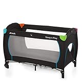 hauck Kinderreisebett Sleep N Play Go Plus mit Transporttasche, Rädern, Schlupf zum Spielen, Klein Zusammenklappbar, Baby Reisebett Kleinkind ab Geburt bis 15 kg (Multicolor Black)