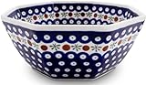 Bunzlauer Keramik 1,6 Liter Salatschüssel Servierschale Beilagenschüssel 8-Eckig [Form 5] Ø23,0 cm, H 9,4 cm, Dekor 41