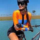 Damen Langarm Triathlon Radtrikot Sets Skinsuit Fahrradbekleidung Overall Kits Mit 9D Gel Pad Sportbekleidung (Color : 7, Size : XXXXX-Large)