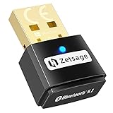 Zetsage-EU Bluetooth 5.0 USB Adapter, Dongle Sender Empfänger Kompatibel mit Win 7 / 8.1 10, geeignet für Desktop, Laptop, Maus, Tastatur, Gamepad, Drucker, Headset, Smartphone