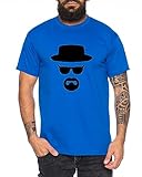 Heisenberg Herren T-Shirt Hermanos Bad Mr White Breaking, Farbe:Royalblau;Größe:S