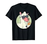 Cooles Witziges Lama Tshirt mit Sonnenbrille Cocktail Alpaka T-Shirt