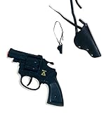 KarnevalsTeufel Polizei Zubehör Set bestehend aus Holster und Pistole Verschiedene Modelle zur Auswahl (Revolver Olly)