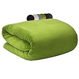 Beautissu Aurelia Kuscheldecke 150x200 cm Grün – Flauschige Wohndecke für Sofa, Couch & Bett - Microfaser Fleecedecke als Tagesdecke oder Sofa Überwurf - weiche Wohnzimmerdecke XL
