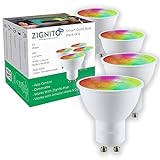 Ajax Online Smart Zigbee Zignito GU10 LED-Strahler – funktioniert mit Philips Hue*, Alexa und Google Home – Wählen Sie bis zu 16 Millionen Farben und 50.000 Weißtönen,RGBCW,Hub erforderlich (4 Stück)