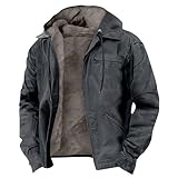 Winterjacke Herren Fleecejacke Warme Gefüttert Skijacke mit Kapuze Reißverschluss Männer Übergangsjacke Einfarbiges Softshelljacke Wintermantel Mantel Winddicht Outdoorjacke Jacke(Black,8XL)