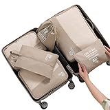 MURISE Packing Cubes 6 Set, Kleidertaschen, Koffer Organizer für Urlaub und Reisen, Packwürfel Set Reise Würfel, Ordnungssystem für Koffer (Khaki)