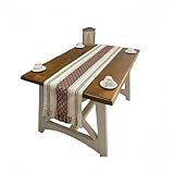 Tischläufer Tischläufer Aus Baumwolle Und Leinen Mit Quasten, Moderne, Mehrfarbige Rote Tischdecke Aus Baumwolle Und Leinen Für Tee, Tv-Schrank, Braun, 35X220