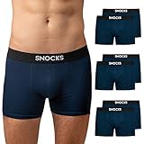 Snocks Boxershorts Herren (6er Pack) Keine Löcher Dank Anti Loch Garantie aus Bio Baumwolle Blau Größe M Unterhosen Männer Unterwäsche Boxer