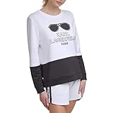 Karl Lagerfeld Paris Damen Colorblock Sunglass Logo Sweatshirt, weiß/schwarz, X-Large