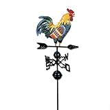 Hearthrousy 3D Wetterhahn Motiv Hahn Retro Wetterhahn aus Kupfer Mit Halterung Gußeisen Windrichtungsanzeiger Windspiel Wetterfahne betreff Dach Dekofigur Hahn Terrasse Hof Ornament Dek