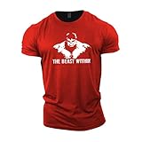 Gymtier Bodybuilding-T-Shirt für Herren – „Beast Within“ – Trainings-Top Gr. XXXX-Large, rot