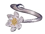 NicoWerk Silberring Lotus Blume Seerose Golden Ring Silber 925 Verstellbar Damenringe Damen Schmuck Sterling SRI287