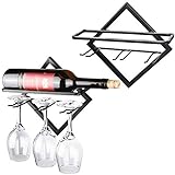 JJDPARTS 2er-Pack Weinregal aus Metall an der Wand, Weinflaschenregal und Stemware-Aufhänger, Flaschen- und Glashalter für Wohn- und Küchen-Displaydekor (2er-Pack)