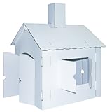 KREUL 39106 - Joypac Bastelkarton Spielhaus, XL, ca. 44,5 x 41 x 57 cm groß, aus stabiler weißer Pappe, zum bemalen, bekleben und dekorieren, ideal für Kinder