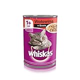 Whiskas Katzenfutter Nassfutter Adult 1+ mit Rindfleisch in Sauce, 12 Dosen (12 x 400g)