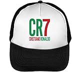 Wicked Design CR7 Cristiano Ronaldo Trucker Cap Herren Damen Schwarz weiß Snapback One Size