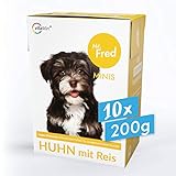 Mr. Fred- Hundefutter nass | Super Premium Nassfutter für Hunde | 10 x 200g | Lebensmittelqualität | Huhn mit Reis | wiederverschließbar