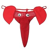 Creamlin Sexy Männer Elefanten Unterwäsche Pouch Slips Strings Lustige G-String Lover Geschenk (Rot)