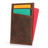 Otto Angelino Dünn Echtes Leder Kartenhalter Brieftasche für Männer - RFID-BLOCKEN - Mehrere Schlitze für Kredit, Lastschrift, Bank und Business-Karten, Geld und Führerschein (Cinnamon)