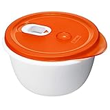 Rotho Micro Clever Mikrowellendose 1,6l mit Deckel und Ventil, Kunststoff (PP) BPA-frei, rot/weiss, 1,6l (19,0 x 19,0 x 10,5 cm)