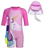 Einteiliger UV-Schutz-Badeanzug für Jungen und Mädchen, Cartoon-Tiere, Badeanzug, Badeanzug, Strand-Urlaub, Schwimmbekleidung, Neoprenanzug, C062-rosa, 3-4 Jahre