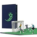 Karte Fussball BLAU für Fans von | Geburtstagskarte oder Gutschein für Fußballfan | Einladungskarten Geburtstag Kinder, H36