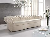 JVmoebel Design Chesterfield Sofa 3 Sitzer Weiß Couch Polster Sofas Wohnzimmer Leder Neu