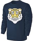 Blackshirt Company Kinder Wende Pailletten Sweatshirt Tiger Streichel Pullover Blau Size 116
