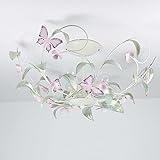 Verspielte Deckenleuchte in Weiß Rosa Floraler Stil 3x E14 bis zu 60 Watt 230V aus Metall, für Küche Esszimmer Lampe Leuchten Beleuchtung