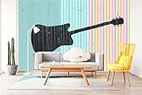 Tapete 3D Wandbild Blaue Gestreifte Einfache Gitarre Fototapete 3D Effekt Vliestapete Wohnzimmer Wanddeko