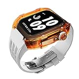 SCRUBY Luxuriöses transparentes Uhren-Modifikationsset für Apple Watch 44 mm 45 mm DIY Mod Kit + Gummiband für Apple Watch Armband 45/44 mm SE 8 7 6 5 4 SE, For 44mm, Achat