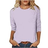 blitzangebote des Tages aktuell Damen Bluse Elegant 3/4 Arm Rundhalsausschnitt Oberteile Mode Bluse Slim Fit Tops Fashion Oberteil Atmungsaktiv Shirt Regular Frauenshirt B